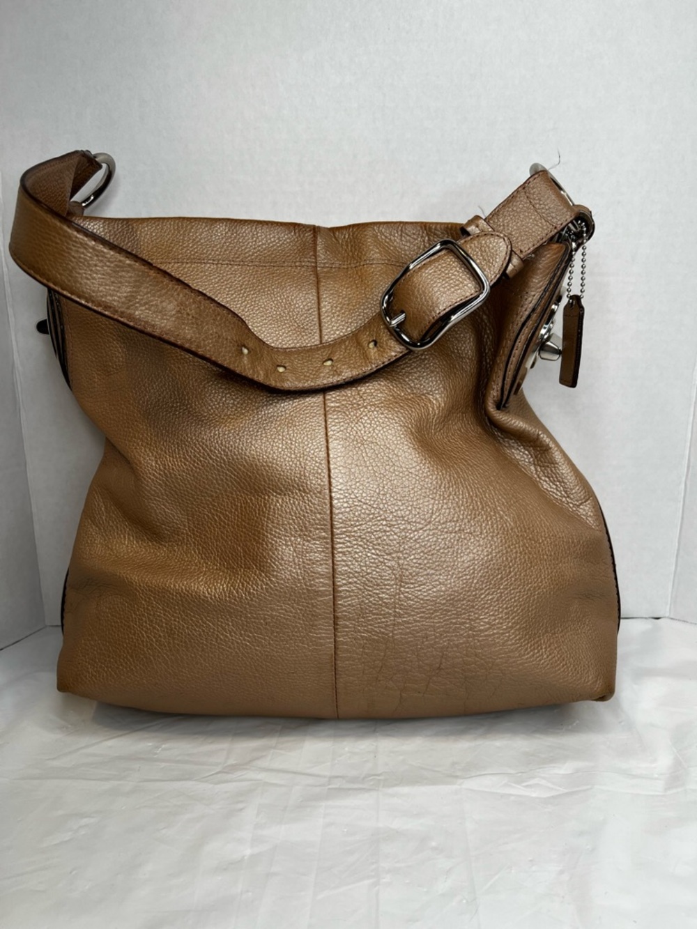 Coach Tan Pebbled Leather Shoulder Hobo